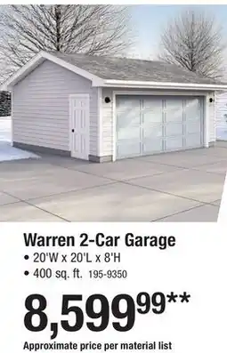 Menards Warren 2-Car Garage offer