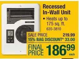 Menards Recessed In-Wall Unit offer