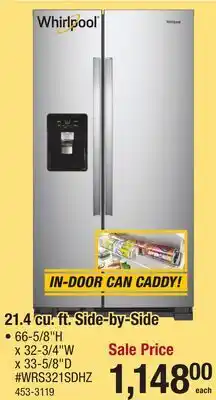 Menards 21.4 cu. ft. Side-by-Side offer