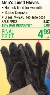 Menards Men's Lined Gloves offer