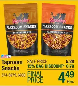 Menards Taproom Snacks offer