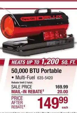 Menards 50,000 BTU Portable offer