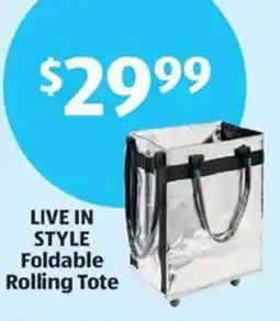 Aldi Live in style foldable rolling tote offer