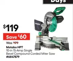 Lowe's 10-in 15-Amp Single Bevel Compound Corded Miter Saw offer