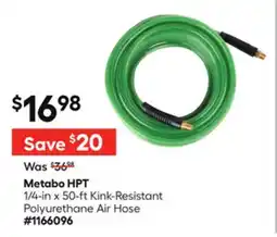 Lowe's 1/4-in x 50-ft Kink-Resistant Polyurethane Air Hose offer