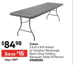 Lowe's 2.6-ft x 8-ft Indoor or Outdoor Rectangle Resin Gray Folding Banquet Table 10-Person offer