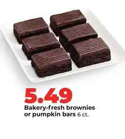 Hy-Vee Bakery-fresh brownies or pumpkin bars offer