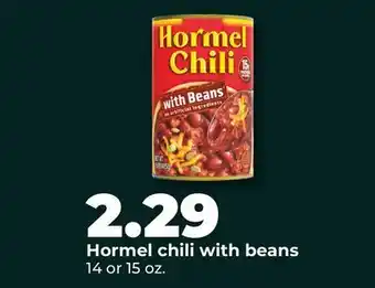 Hy-Vee Hormel chili with beans offer