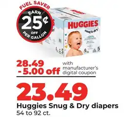 Hy-Vee Huggies Snug & Dry diapers offer