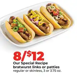 Hy-Vee Our Special Recipe bratwurst links or patties offer