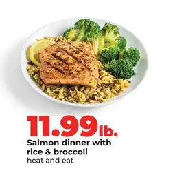 Hy-Vee Salmon dinner with rice & broccoli offer