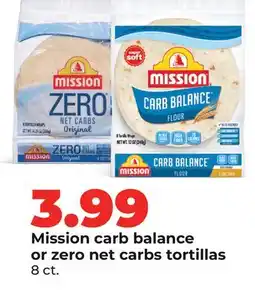 Hy-Vee Mission carb balance or zero net carbs tortillas offer