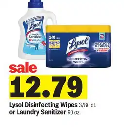 Meijer Lysol Disinfecting Wipes 3/80 ct. or Laundry Sanitizer 90 oz offer