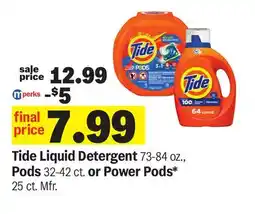 Meijer Tide Liquid Detergent 73-84 oz., Pods 32-42 ct. or Power Pods* 25 ct offer
