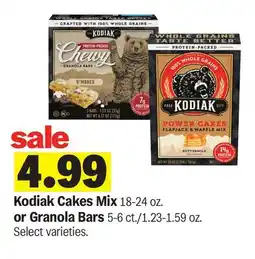 Meijer Kodiak Cakes Mix 18-24 oz. or Granola Bars 5-6 ct./1.23-1.59 oz offer