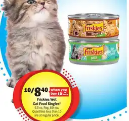 Meijer Friskies Wet Cat Food Singles offer
