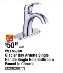 The Home Depot Glacier Bay Arnette Single Handle Single Hole Bathroom Faucet in Chrome offer