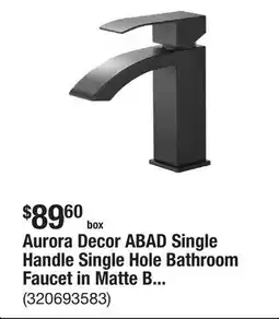 The Home Depot Aurora Decor ABAD Single Handle Single Hole Bathroom Faucet in Matte Black offer