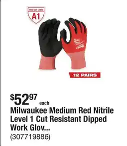 The Home Depot Milwaukee Medium Red Nitrile Level 1 Cut Resistant Dipped Work Gloves (12-Pack) offer