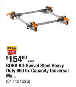 The Home Depot BORA All-Swivel Steel Heavy Duty 650 lb. Capacity Universal Mobile Base offer