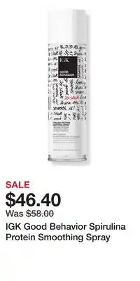 Ulta Beauty IGK Good Behavior Spirulina Protein Smoothing Spray offer