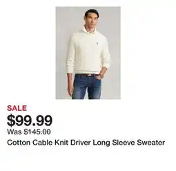 Belk Cotton Cable Knit Driver Long Sleeve Sweater offer