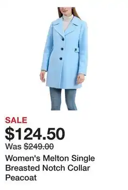 Belk Women's Melton Single Breasted Notch Collar Peacoat offer