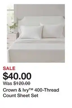 Belk Crown & Ivy 400-Thread Count Sheet Set offer