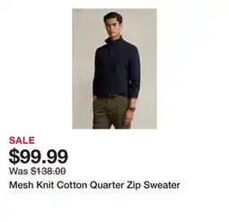 Belk Mesh Knit Cotton Quarter Zip Sweater offer