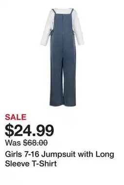 Belk Girls 7-16 Jumpsuit with Long Sleeve T-Shirt offer