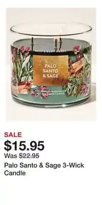 Bath & Body Works Palo Santo & Sage 3-Wick Candle offer