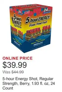 Costco 5-hour Energy Shot, Regular Strength, Berry, 1.93 fl. oz, 24 Count offer