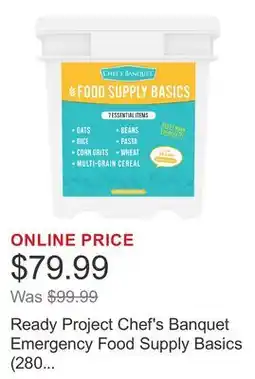 Costco Ready Project Chef's Banquet Emergency Food Supply Basics (280 Total Servings) offer