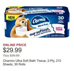Costco Charmin Ultra Soft Bath Tissue, 2-Ply, 213 Sheets, 30 Rolls offer
