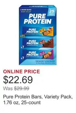 Costco Pure Protein Bars, Variety Pack, 1.76 oz, 25-count offer