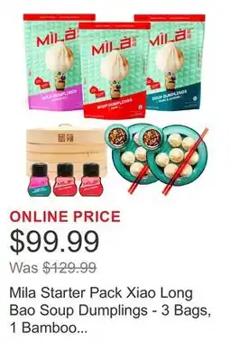 Costco Mila Starter Pack Xiao Long Bao Soup Dumplings - 3 Bags, 1 Bamboo Steamer, 2 Dipping Bowls offer