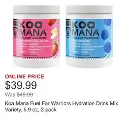 Costco Koa Mana Fuel For Warriors Hydration Drink Mix Variety, 5.9 oz, 2-pack offer