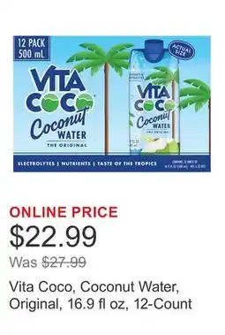 Costco Vita Coco, Coconut Water, Original, 16.9 fl oz, 12-Count offer