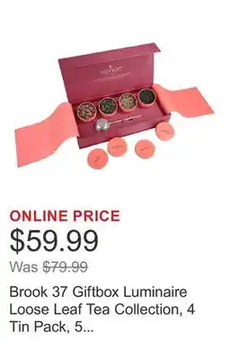 Costco Brook 37 Giftbox Luminaire Loose Leaf Tea Collection, 4 Tin Pack, 5 oz. Total offer