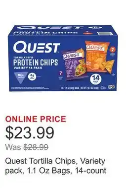 Costco Quest Tortilla Chips, Variety pack, 1.1 Oz Bags, 14-count offer