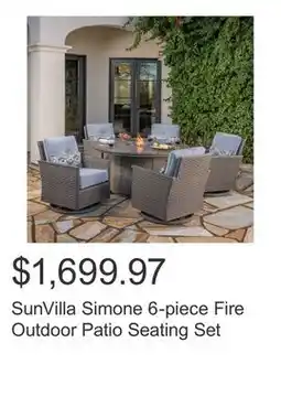 Costco SunVilla Simone 6-piece Fire Outdoor Patio Seating Set offer
