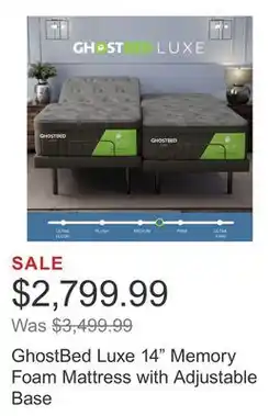 Costco GhostBed Luxe 14 Memory Foam Mattress with Adjustable Base offer