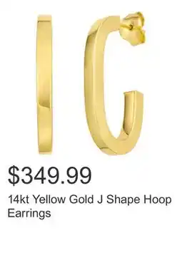 Costco 14kt Yellow Gold J Shape Hoop Earrings offer