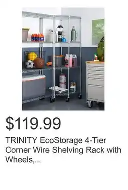 Costco TRINITY EcoStorage 4-Tier Corner Wire Shelving Rack with Wheels, 18 D, NSF, Chrome Color offer