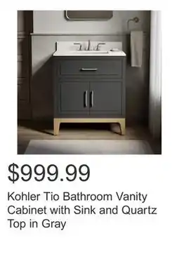 Costco Kohler Tio Bathroom Vanity Cabinet with Sink and Quartz Top in Gray offer