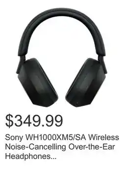 Costco Sony WH1000XM5/SA Wireless Noise-Cancelling Over-the-Ear Headphones - Black, with Soft Case offer