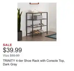 Costco TRINITY 4-tier Shoe Rack with Console Top, Dark Gray offer
