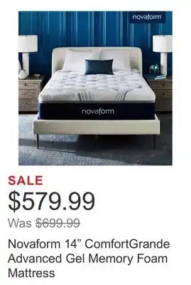Costco Novaform 14 ComfortGrande Advanced Gel Memory Foam Mattress offer