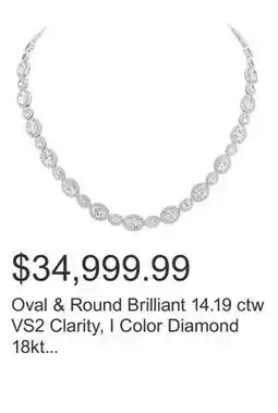 Costco Oval & Round Brilliant 14.19 ctw VS2 Clarity, I Color Diamond 18kt White Gold Necklace offer