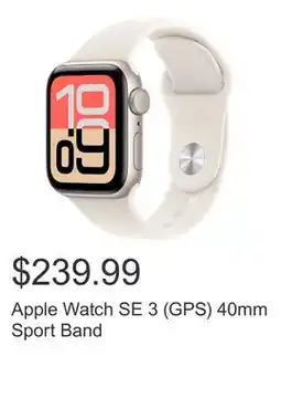 Costco Apple Watch SE 3 (GPS) 40mm Sport Band offer